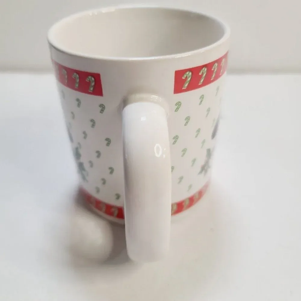 Vintage Kawaii Panda Bear Candy Cane Christmas Ceramic Coffee Mug